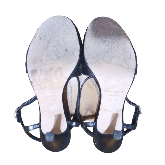 Kate Spade Black Patent Leather Strappy Heels Sandals - Picture 9 of 10